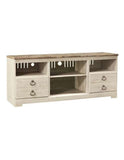 Ashley W267-68 Willowton 64" TV Stand w/ fireplace option Whitewash