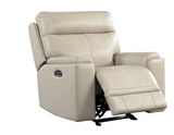 Leather Italia Cambria Collection Power Reclining,Power Headrest, Lay Flat, & USB port Taupe Color