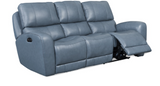 Leather Italia Cambria Collection Power Reclining,Power Headrest, Lay Flat, & USB port Blue