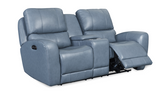 Leather Italia Cambria Collection Power Reclining,Power Headrest, Lay Flat, & USB port Blue