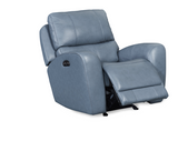 Leather Italia Cambria Collection Power Reclining,Power Headrest, Lay Flat, & USB port Blue