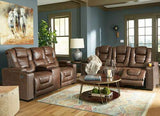 Ashley 24505 Owner's Box Power Reclining Sofa & Power Reclining Loveseat with consol Thyme