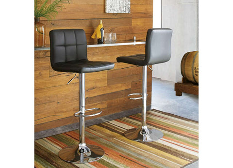 Ashley D120-130 Bellatier Bar Stools (2/CN) chrome tone / Adjustable