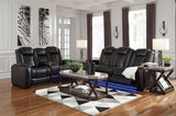 Ashley 3700315 / 3700318 Party Time PWR Rec Sofa w/ ADJ Headrest & PWR Rec Loveseat/CON/ADJ HDRSRT Midnight